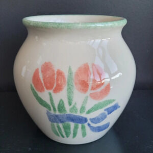 Finnish Vintage Floral Pentik Finland  Pottery Ceramic Flower Vase Handmade 80s